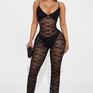 Born Ready Lace Jumpsuit - Black - M